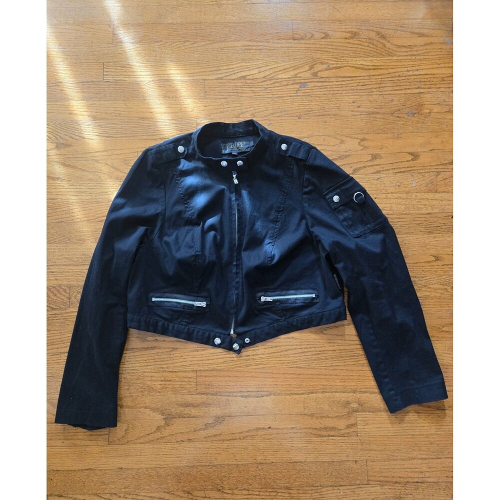 Tripp NYC Womens Goth Rock Cropped Full Zip Jacket Black Size Large/2